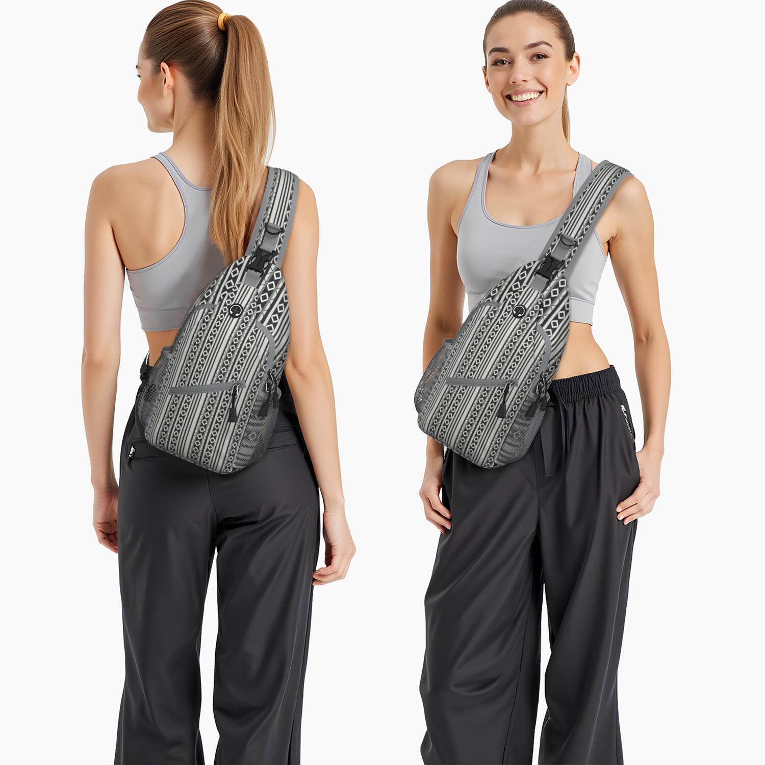 Tribal Patterns Shoulder Backpack Anti-Theft Sling Bag for Outdoor Adventures Rustic Style & Versatile