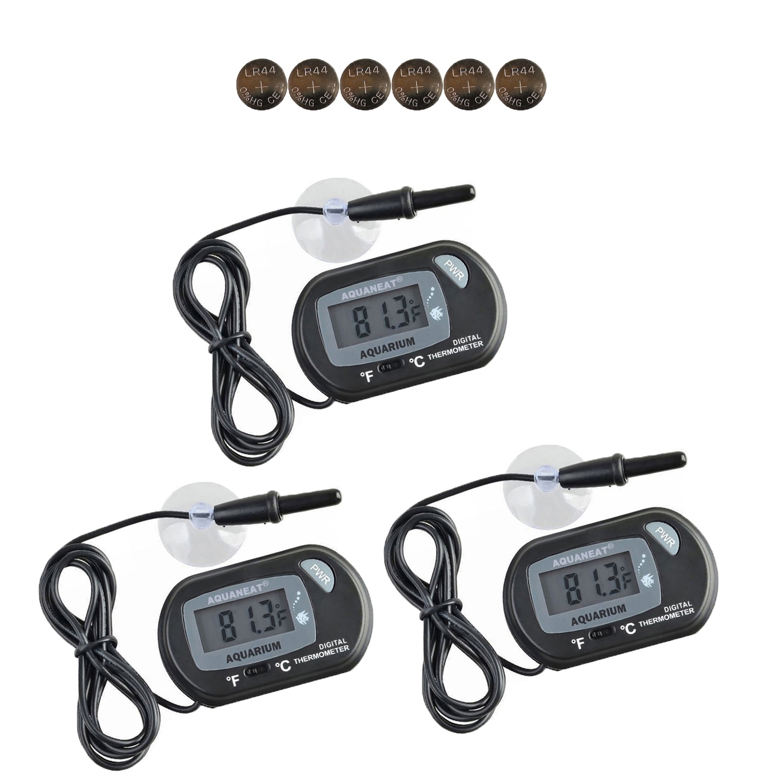 Aquaneat 3 Pack Aquarium Thermometer Digital Fish Tank Water