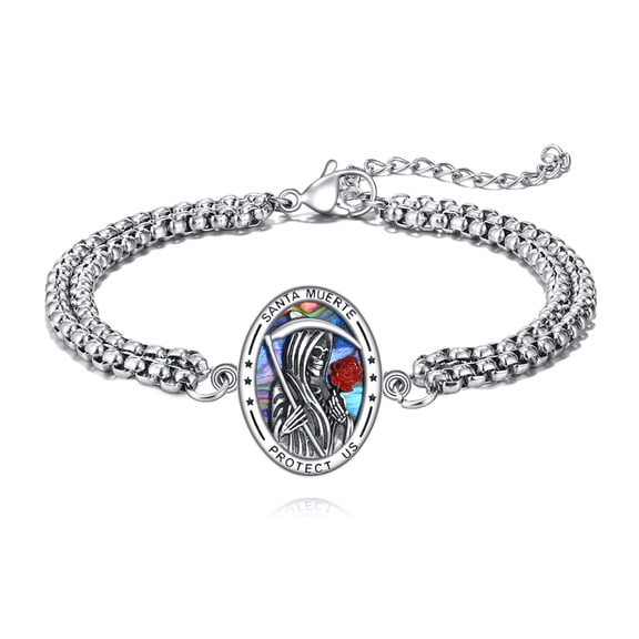 Santa Muerte Bracelet 925 Sterling La Santa Muerte Santa Muerte Rosary Jewelry Gifts for Men Women