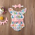 thumbnail image 2 of ITFABS Combinaison d'Été pour Bébé Fille Bandeau Imprimé Rabbit Sans Manches en Dentelle, 2 of 7