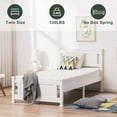 thumbnail image 3 of Bonnlo Twin Size Solid Wood Platform Bed Frame, Single Bed with Headboard, No Box Spring Needed Panel Bed, Wood Slat Support Mattress Foundation, White, 3 of 9