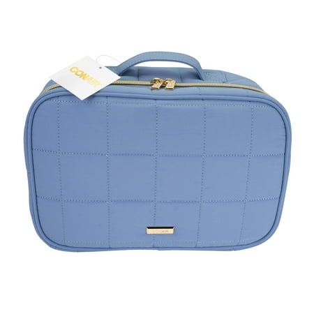 Conair Blue Quilted Hanging Organizer Multi-Compartment Beauty Case with Hook