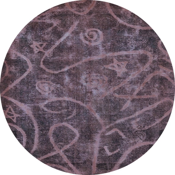 Ahgly Company Indoor Round Abstract Light Blue Modern Area Rugs, 4' Round