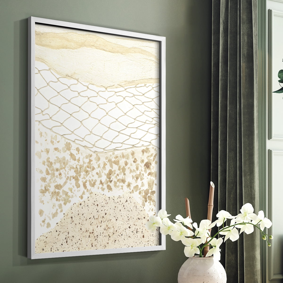 Coast Away II Framed Print in White Solid Wood Framed Print No Nail Hanging
