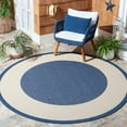 thumbnail image 2 of Safavieh Courtyard Justine Bordered Indoor/Outdoor Area Rug, Navy/Beige, 6'7" x 6'7" Round, 2 of 11