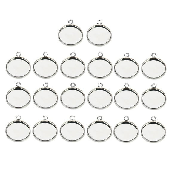 EHJRE 20 Pieces Pendant Round Charms Pendant Settings For Cabochons Necklace Craft