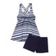 thumbnail image 4 of Trajes de baño Amzcrzy Tankini para mujer, bikini de control de abdomen para mujer, bikini de rayas con cuello en V profundo y aros, traje de baño con cuello en V, azul, 2XL, 4 of 6