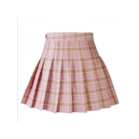 Ropalia New Women's Skirts College High Waist Slim Plaid Skirt Pleated Skirt Fashion Dress Mini Skirt With Safety