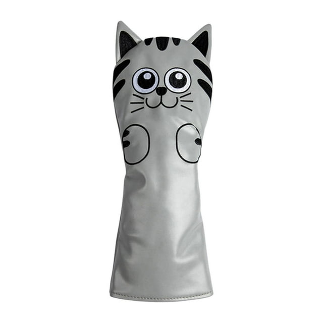 jinwen Golf Club Head Covers Mallet Putter Cat Pattern Accessories Putter Cue Headcover Driver Grey