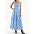thumbnail image 3 of PRETTYGARDEN Womens Sleeveless Maxi Summer Dresses Hollow Out Eyelet Square Neck Ruffle Flowy Beach Vacation Sundress, 3 of 10