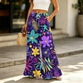 thumbnail image 2 of Sewkxo Womens Wide Leg Pants Drawstring Elastic High Waisted Ruffle Hem Palazzo Pants with Pockets,Purple L, 2 of 6