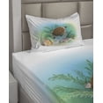 thumbnail image 2 of Ambesonne Ocean Fitted & Top Sheet Set with Sham, Sea Turtles Underwater, Green Brown, 2 of 4