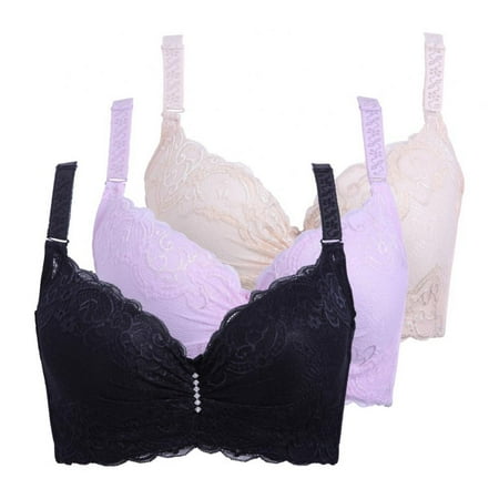 

Xmarks 3 Packs Women Minimizer Lined Underwire Bra Lace Jacquard Unpadded Bra