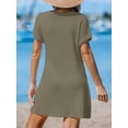 thumbnail image 5 of Cupshe Women's Green Split Neck Hem Twist Jersey Cover-Up Dress, Size S-XL, 5 of 6
