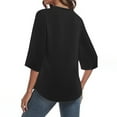 thumbnail image 4 of hxobax Womens Casual Work Blouses Henley V Neck Tunic Tops Trendy Split 3/4 Length Sleeve Tee Shirts, 4 of 6