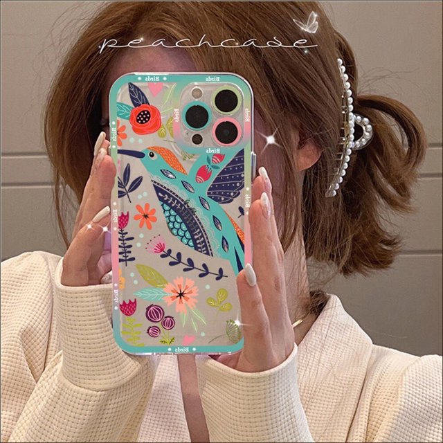Funda de teléfono con flores y pájaros para iPhone, carcasa transparente con búho y flores para modelos 14, 13, 12, 11 Pro Max, Mini, X, Xs, XR, 6, 7, 8 Plus, SE 2020 Fivean unisex
