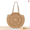 thumbnail image 4 of Fashion Rattan Women Round Straw Bag Shoulder Bag Woven Handbag Beach Tote Bag 4, 4 of 8