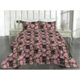 thumbnail image 2 of Ambesonne Cats and Flowers Quilted Bedspread Set 3 Pcs, Kitten and Bloom, Queen, Pastel Pink Peacock Green, 2 of 4