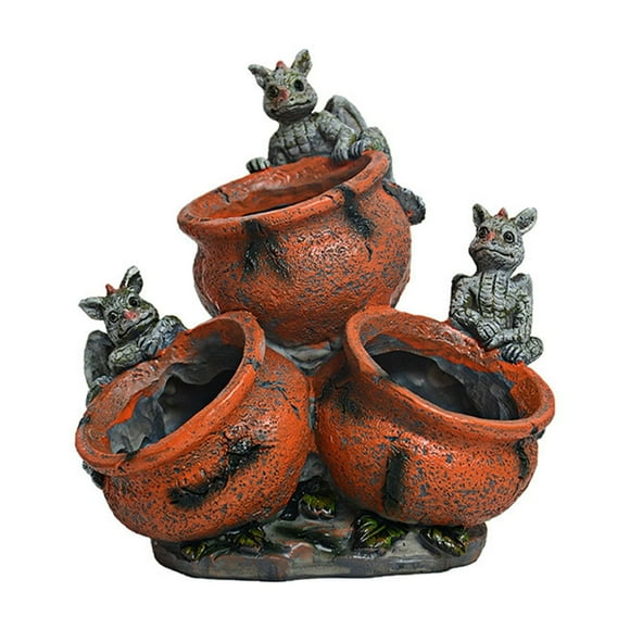 JENIKR Creative Dragon Sculpture Succulent Potted Living Room Balcony Window Sill Green Pot Resin Ornaments Flower Pots Pink