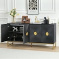 thumbnail image 3 of Wirrytor Set of 2 Fluted Sideboard Cabinet with Doors and Shelves, Buffet Cabinet with Storage,Accent Console Cabinet  for Living Room,  Entryway, Dining(Black-4 Doors), 3 of 9
