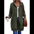 thumbnail image 2 of Sudadera con Capucha y Cremallera para Mujer, de Larga, de Forro Extragrande, Informal, con Bolsillo, para Otoño Verde Oscuro L, 2 of 8