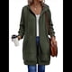 thumbnail image 2 of Sudadera con Capucha y Cremallera para Mujer, de Larga, de Forro Extragrande, Informal, con Bolsillo, para Otoño Verde Oscuro L, 2 of 8
