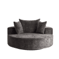 thumbnail image 2 of 55''L Chenille Foam Single Swivel Chair, Fluffy Modern Sleeper, 360 Degree Swivel Chair for Living Room, Bedroom, Lounge and Projection Room (Black), 2 of 11