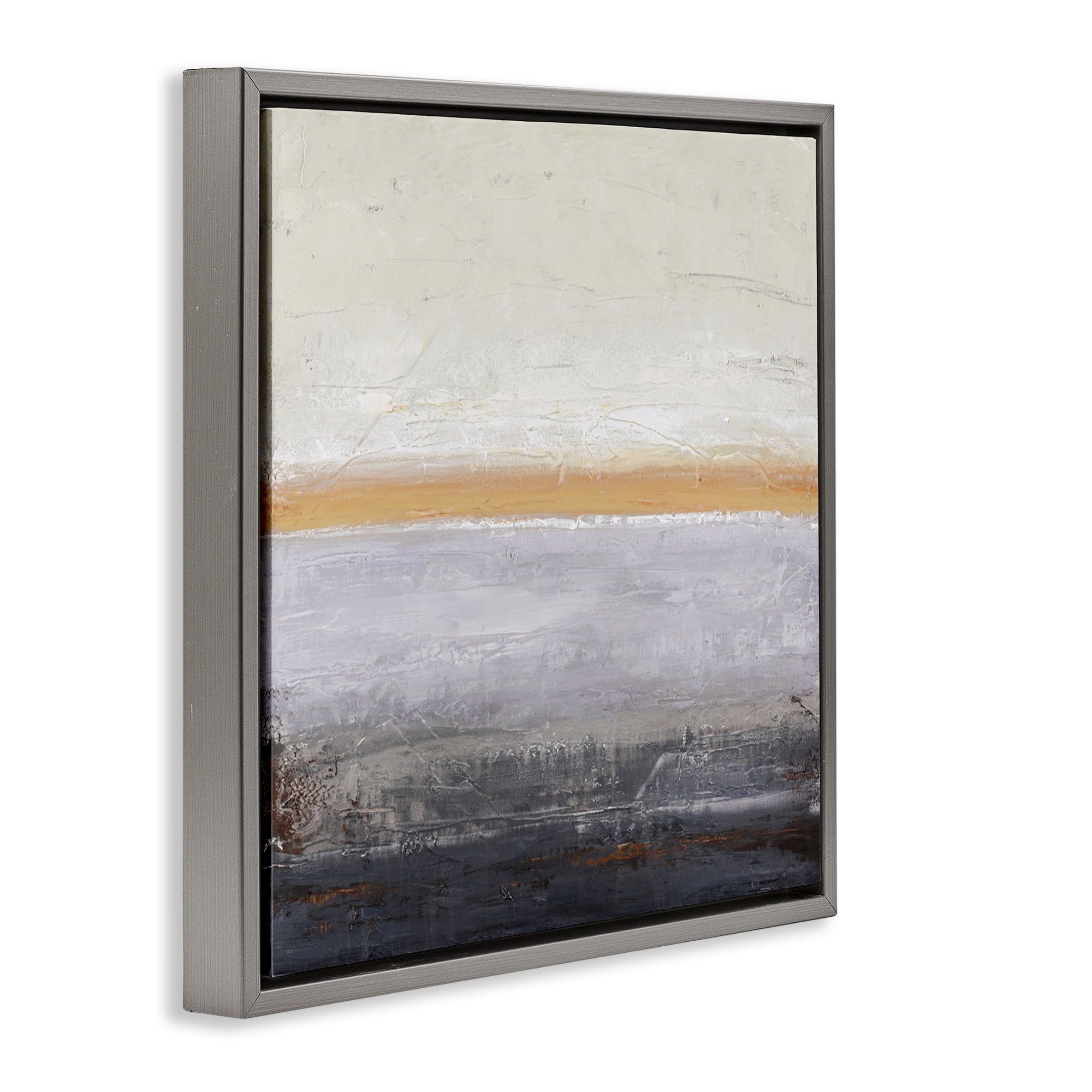Warm Peachy Horizon Gray Framed Floater Canvas Wall Art, design by Design Fabrikken