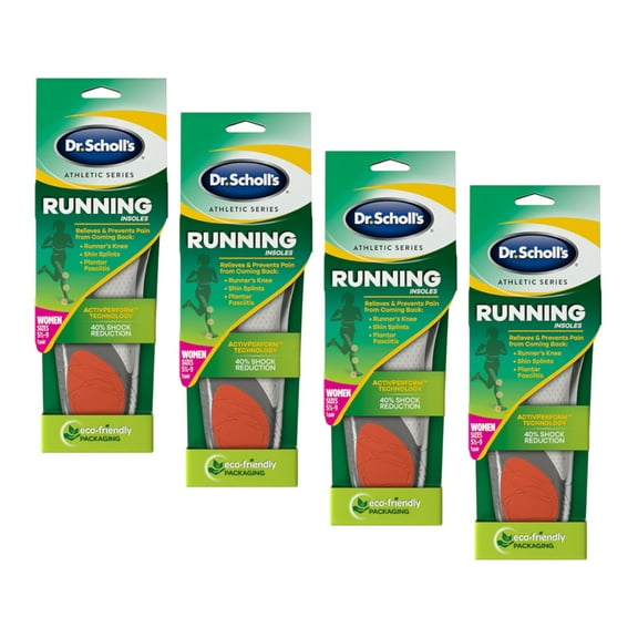 Dr. Scholl's Athletic Series Running Insoles for Women, 1 Pair Each, Size 5.5-9 - Pack of 4