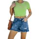 thumbnail image 1 of Mujer Crop Top Manga Corta Cuello Redondo Slim Fit Casual Cómoda Camiseta De Verano Para Uso Diario Verde Claro L, 1 of 6