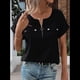 thumbnail image 3 of Blusa con Cremallera para Mujer, de Poliéster, con Botones y Corta, Ideal para el Tiempo Libre, Color Negro, Talla L, 3 of 6