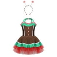 thumbnail image 3 of Aislor Girls Christmas Sleeveless Dress with Hair Hoop Dance Tulle Dress Outfits Brown 10, 3 of 8