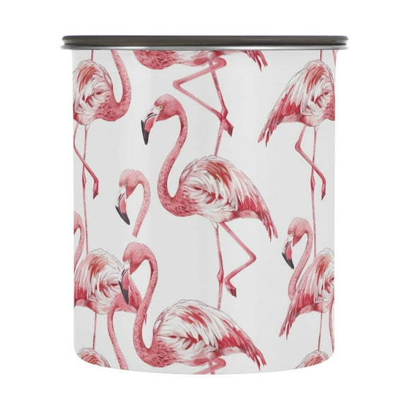 Pink Flamingo Airtight Coffee Bean Canister 30oz Food Storage Containers with Lids For Gournd, Tea, Sugar, Flour, Rice, Cereal, Candy Cookie Jar