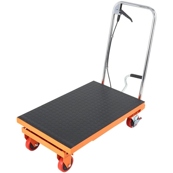 VEVOR Hydraulic Lift Table Cart 500 lbs Manual Scissor Lift Table 28.5" Orange