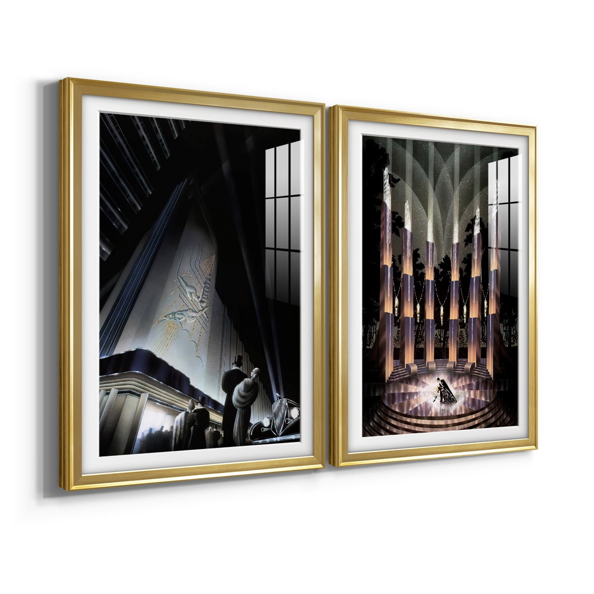 Wexford Home Nocturne Premium Framed Print, 18.5" x 24.5" - Ready to Hang, Gold (Set of 2)