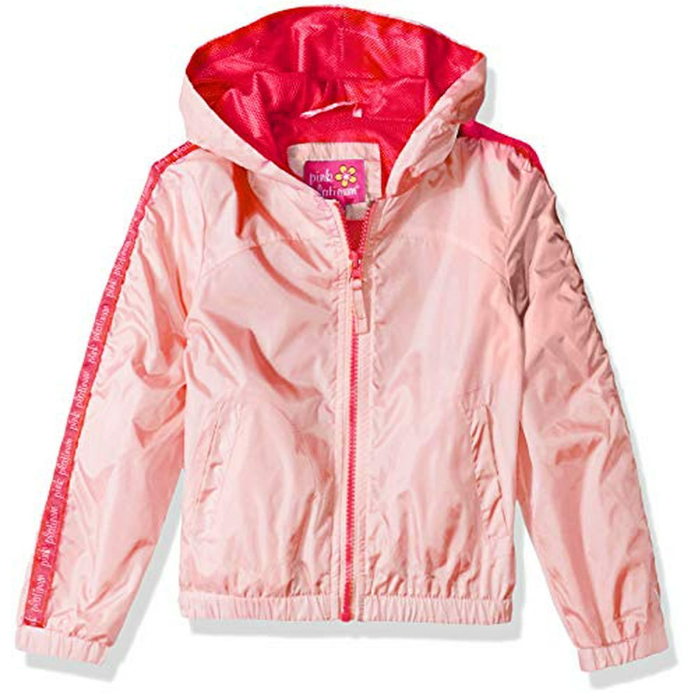 Pink Platinum Girls' Little Printed Windbreaker Jacket with Mesh Lining