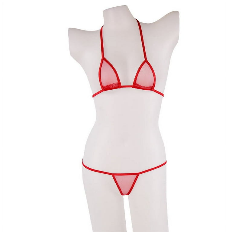 20# Red Bikini Women Padded Bra G-string Thong Bikini Swimwear Two