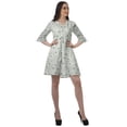 thumbnail image 3 of Moomaya Drawstring Mini Dress Printed Poly Crepe Women Ruffle Sleeve Shirt Dress, 3 of 6
