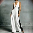 thumbnail image 6 of Sokhug Women Sleeveless Wide Leg Jumpsuit Deep V Neck Contrast Binding with Pocket Elegant Formal Casual Full Length Romper, 6 of 6