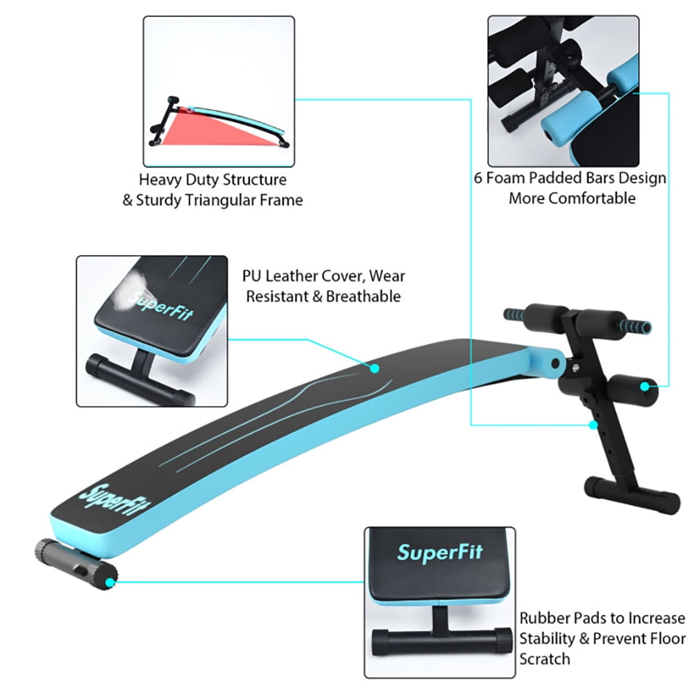 Kadyn Adjustable Ab Sit Up Bench, Exercise Bench, Workout Bench,Folding Weight Bench Adjustable Sit-up Board Workout Slant Bench-Blue