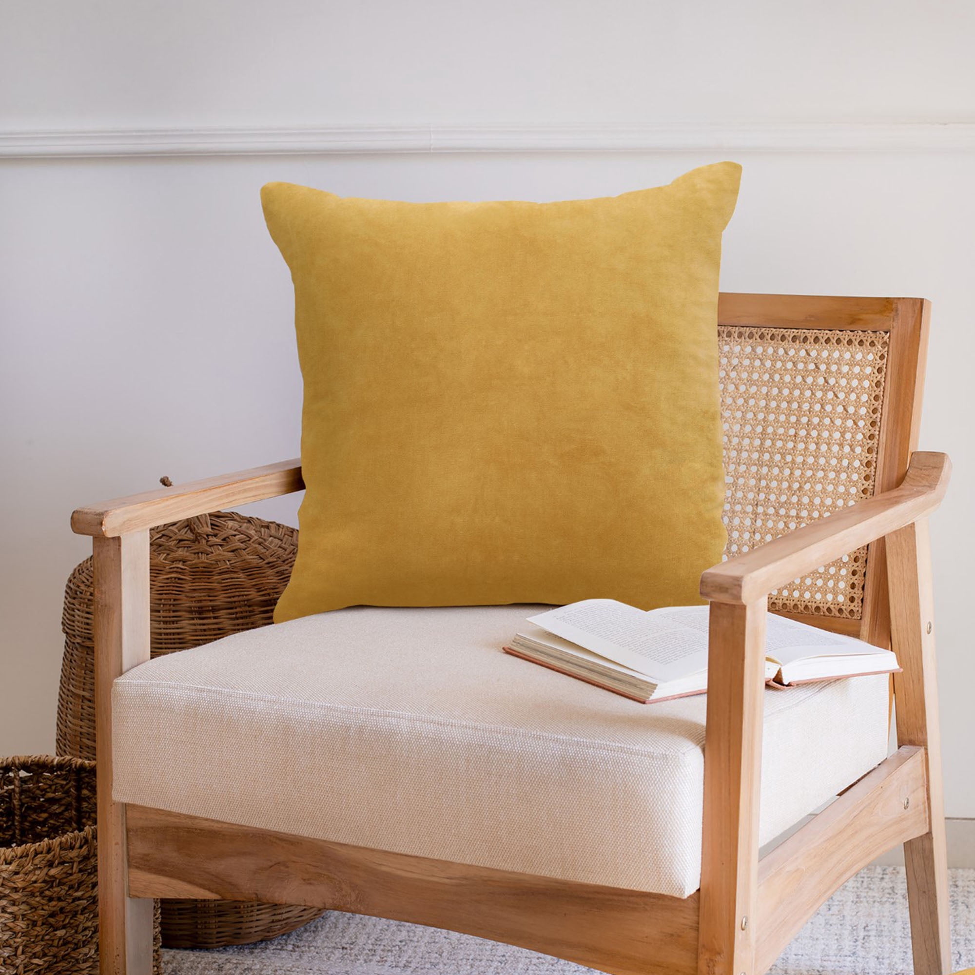 Harlow Hill Stacy Garcia Ochre Solid 20" x 20" Cotton Adult Decorative Feather Filled Pillow