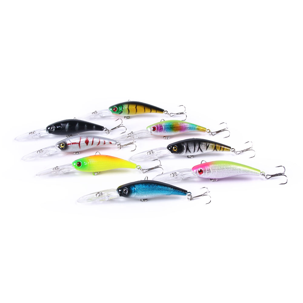 HENGJIA Minnow Bass Fishing Lures, Jerkbait Lure Set Hard Baits Crankbait for Catfish Trout Walleye Fishing Bait 8Pcs/kit