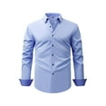 thumbnail image 2 of lcziwo Long Sleeve Shirts for Men Solid Color Wrinkle-Free Dress Shirt Slim Fit Button Down Formal Shirts Business Casual Work Tops, 2 of 8
