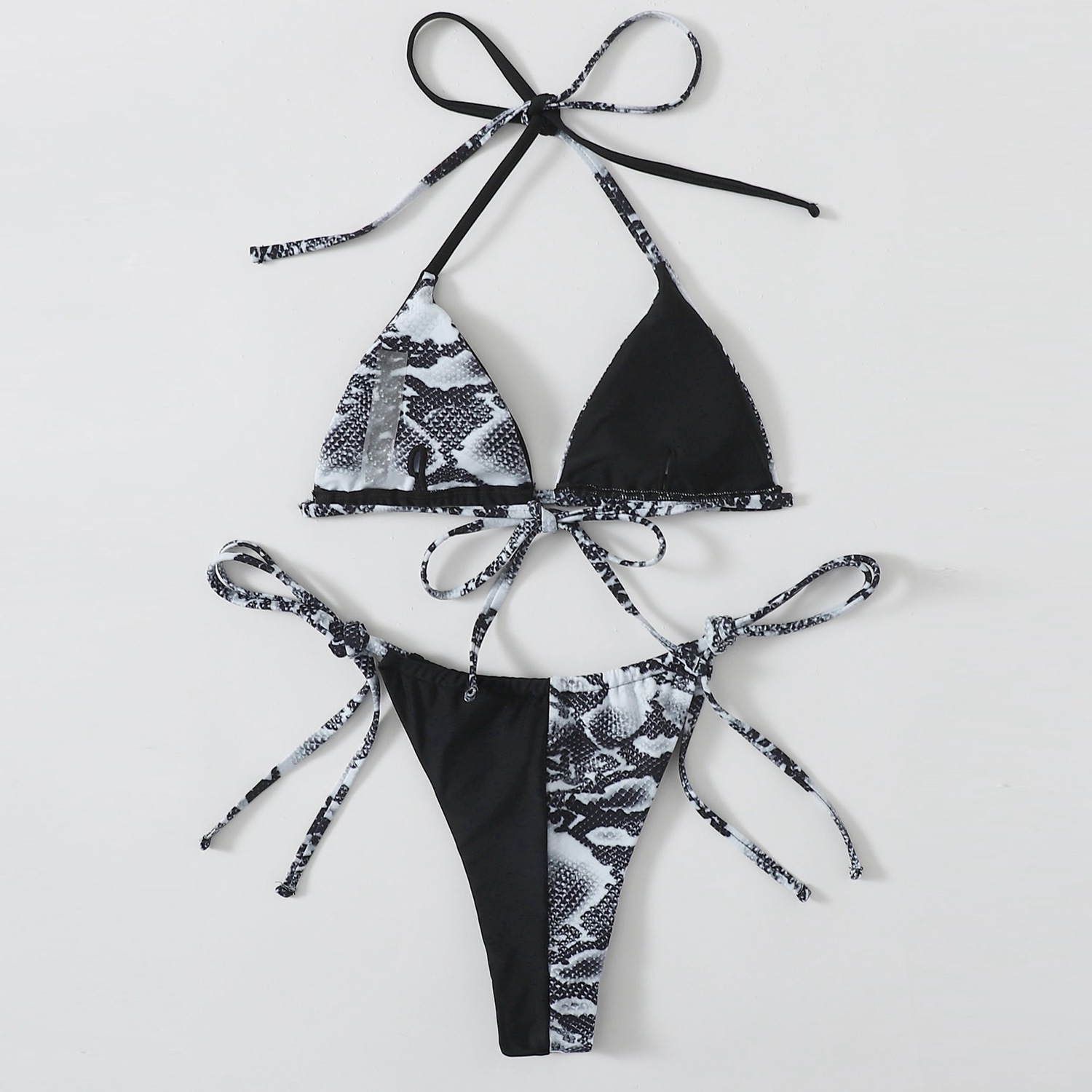 black and white snakeskin swimsuit