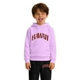 thumbnail image 4 of GobdXE Kids 2 Piece Tracksuit Hawaii Print Hooded Sweatshirt Jogger Pants Boys Girls Casual Outfit Set Light Purple,7-8 Years, 4 of 5