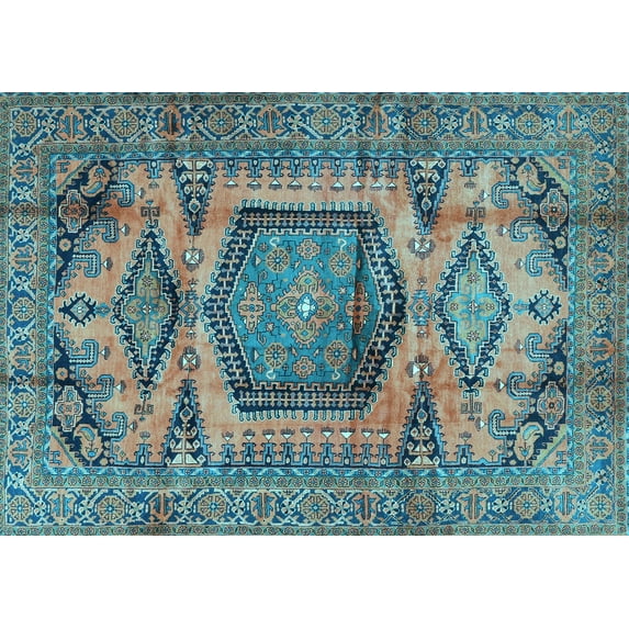 Ahgly Company Indoor Rectangle Persian Light Blue Traditional Area Rugs, 8' x 12'