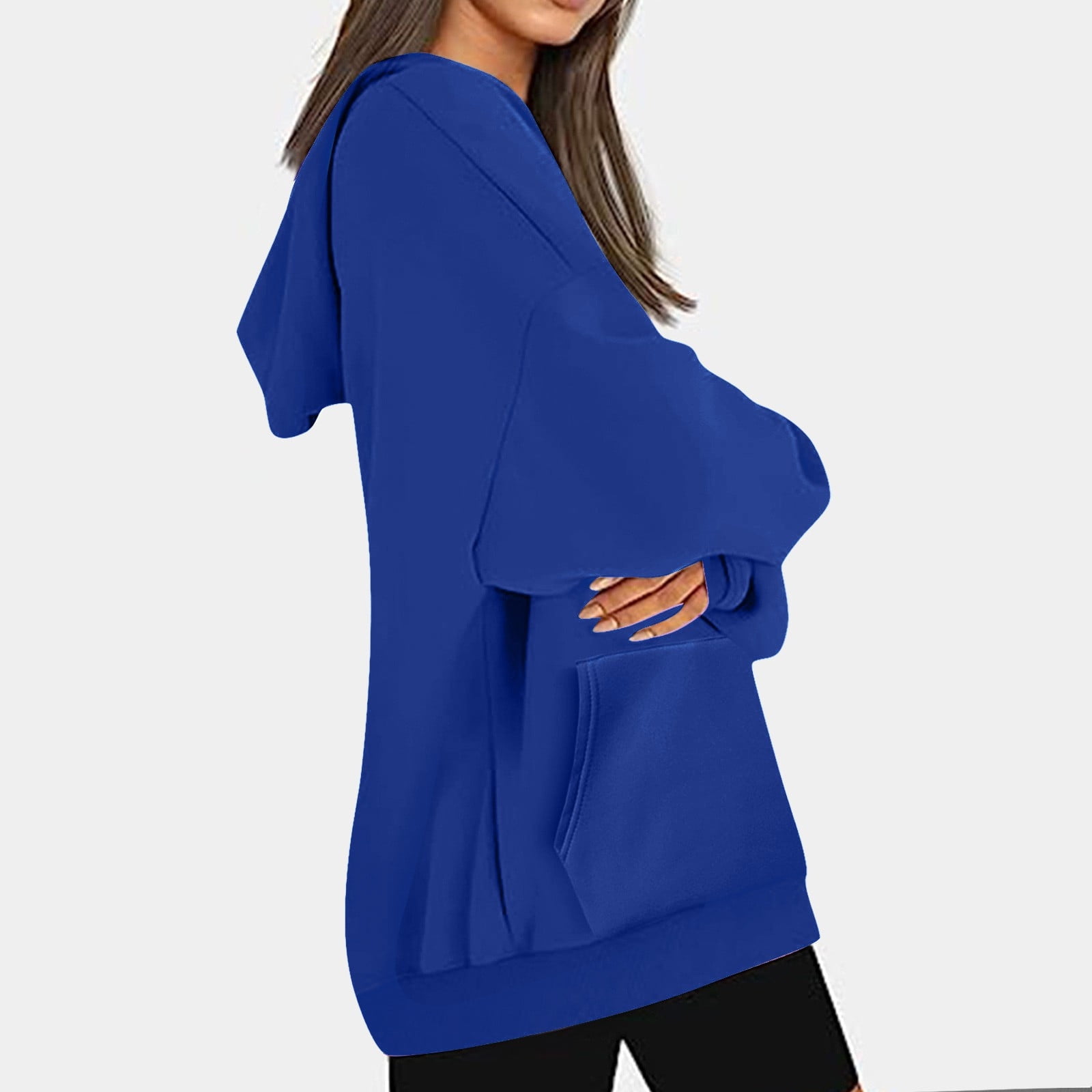 Plus Size Hoodies for Women with Front Pocket Pullover Fleece Lined Sweatshirts Ladies Casual Solid Loose Basic Comfort Hooded Tops XS-5X