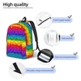 thumbnail image 3 of Disketp Bright Rainbow print Canvas Backpack Lightweight Travel Daypack Student Rucksack Laptop Backpack-Small, 3 of 5