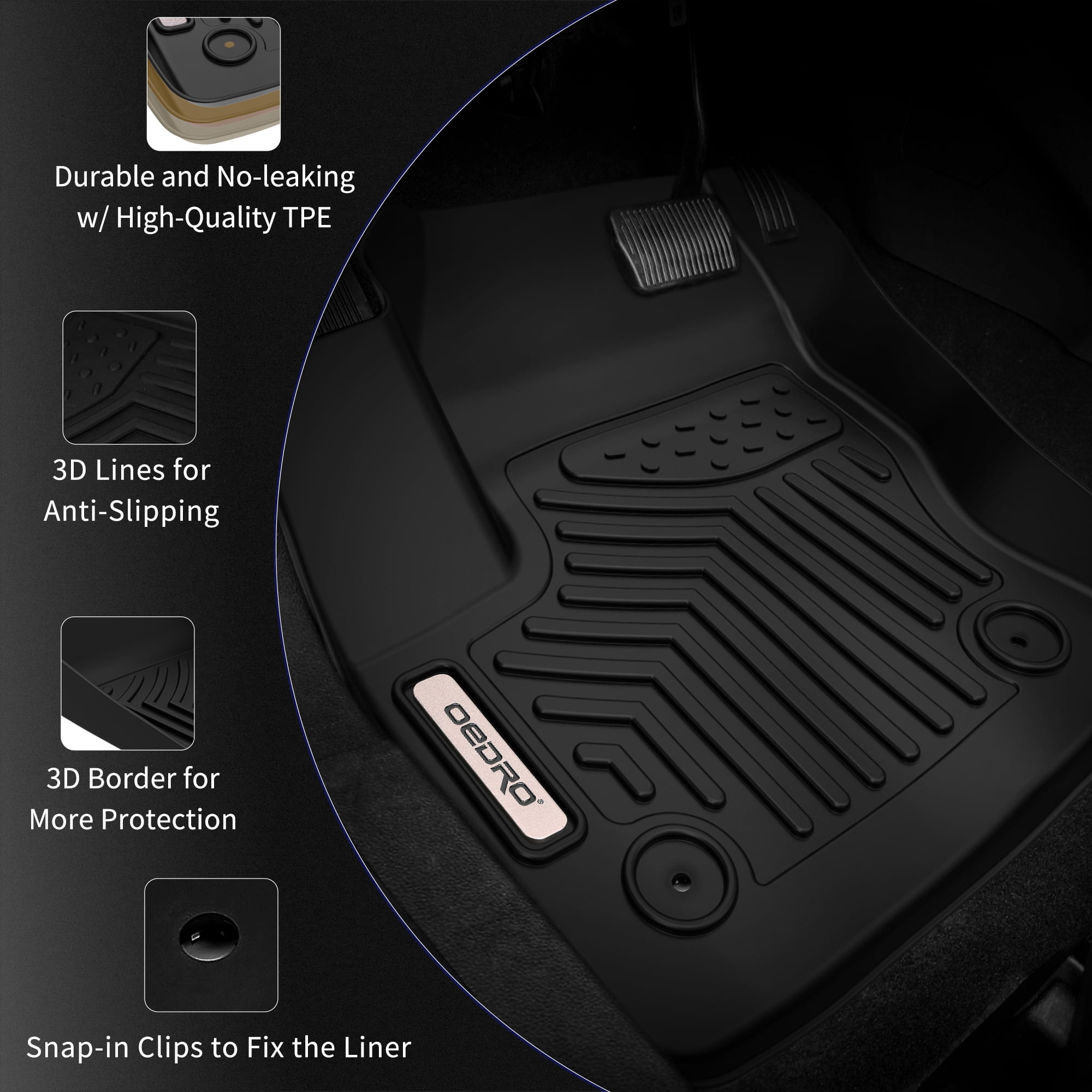 RVNI Floor Mats liner for 2019-2023 Dodge Ram 1500 New Body Crew Cab All Weather 2-Row Set