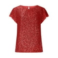 thumbnail image 3 of XIAfhje Women's Sequin Tops Short Sleeve Round Neck Glitter Sparkly Party Blouse Regular Fit Going Out Shirt Clubwear Cocktail Shirt for Night Club Party Performance Costume, 3 of 7